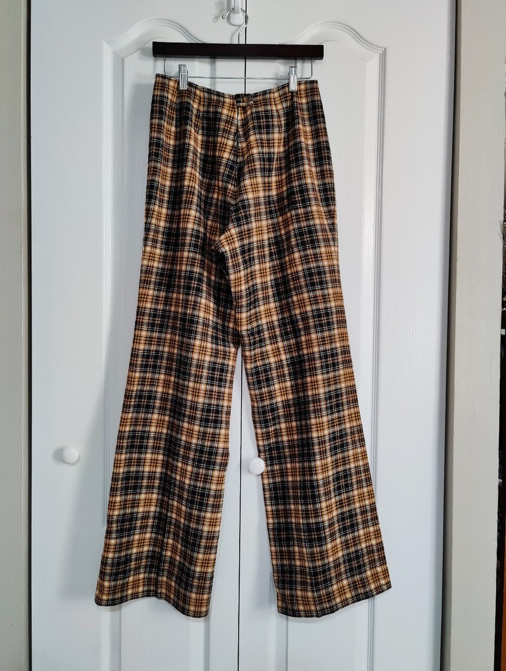Vintage Pendleton Wool Plaid Wide Leg Pants High Waisted Amber Gold Medium USA - Picture 14 of 16